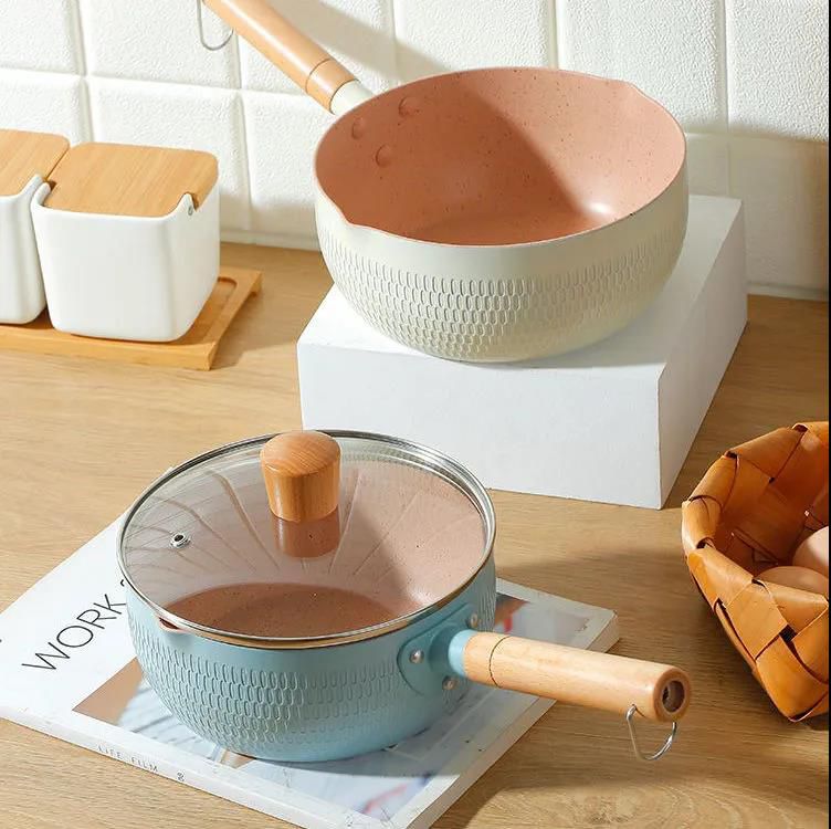 Marbel Coated Heavy Milk Pot with Glass Lid